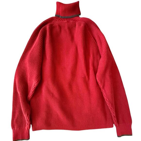 GAP Red Ribbed Turtleneck Sweater Women’s Large Cotton Knit Pullover - Picture 3 of 7